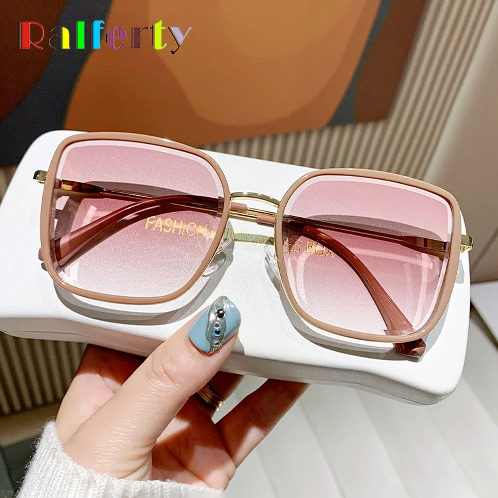 Ralferty النساء النظارات الشمسية التدرج ملون المتضخم UV380 نظارات للقيادة إطار كبير الصيف في الهواء الطلق نظارات شمسية ظلال للنساء