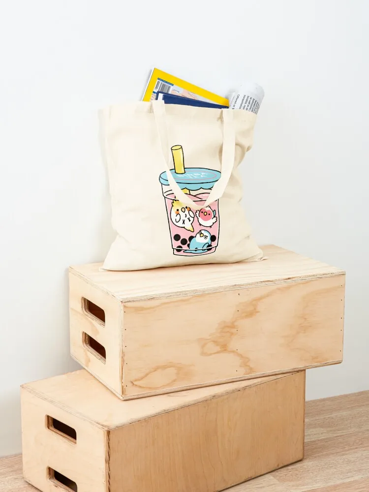 Bubble Boba Tea, Cody the Lovebird and Friends Tote Bag Reusable bags large tote bag Candy bags