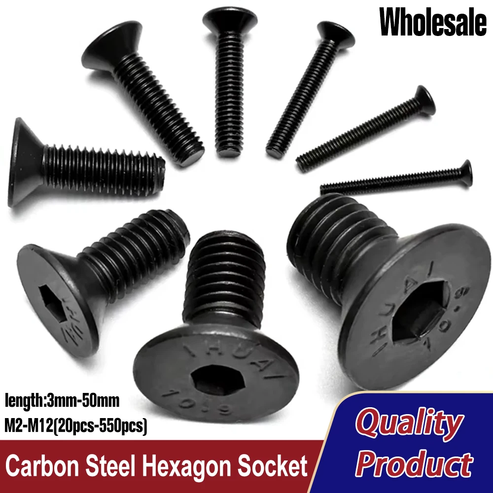 Wholesale DIN7991 G10.9 Flat Countersunk Head Screw Carbon Steel Hexagon Socket Hex Socket Bolts M2 M2.5 M3 M4 M5 M6 M8 M10 M12