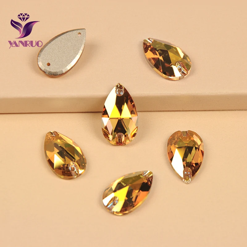 YANRUO 3230 Drop All Sizes Metallic Sunshine Golden Rhinestone Strass Diamond For Sewing and Needlework Clothes Craft DIY