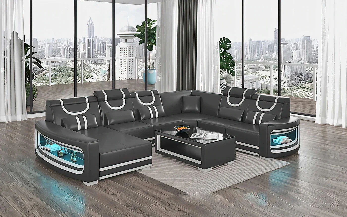 Durable corner leather sofa, the latest sofa design living room furniture