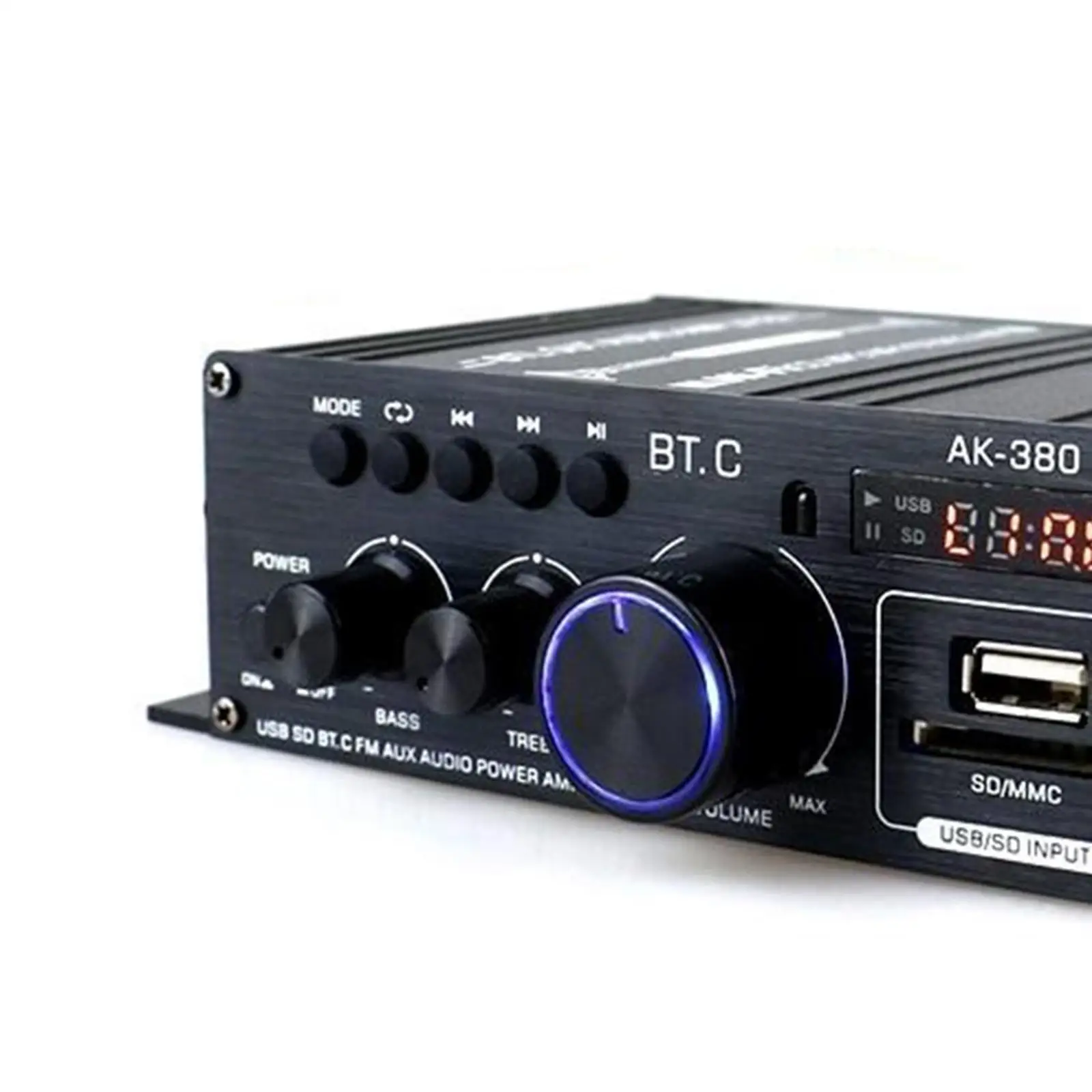 Portable 400W + 400W Audio Power Amplifier Bluetooth 5.0 Receiver Speaker Amp Sound Amplifier 2-Channel for Car Home Garage CD