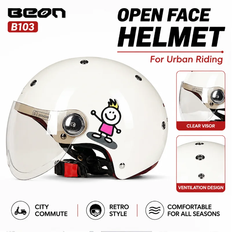 Motorcycle Gear Urban - BEON B103 Helm Sepeda Motor Wajah