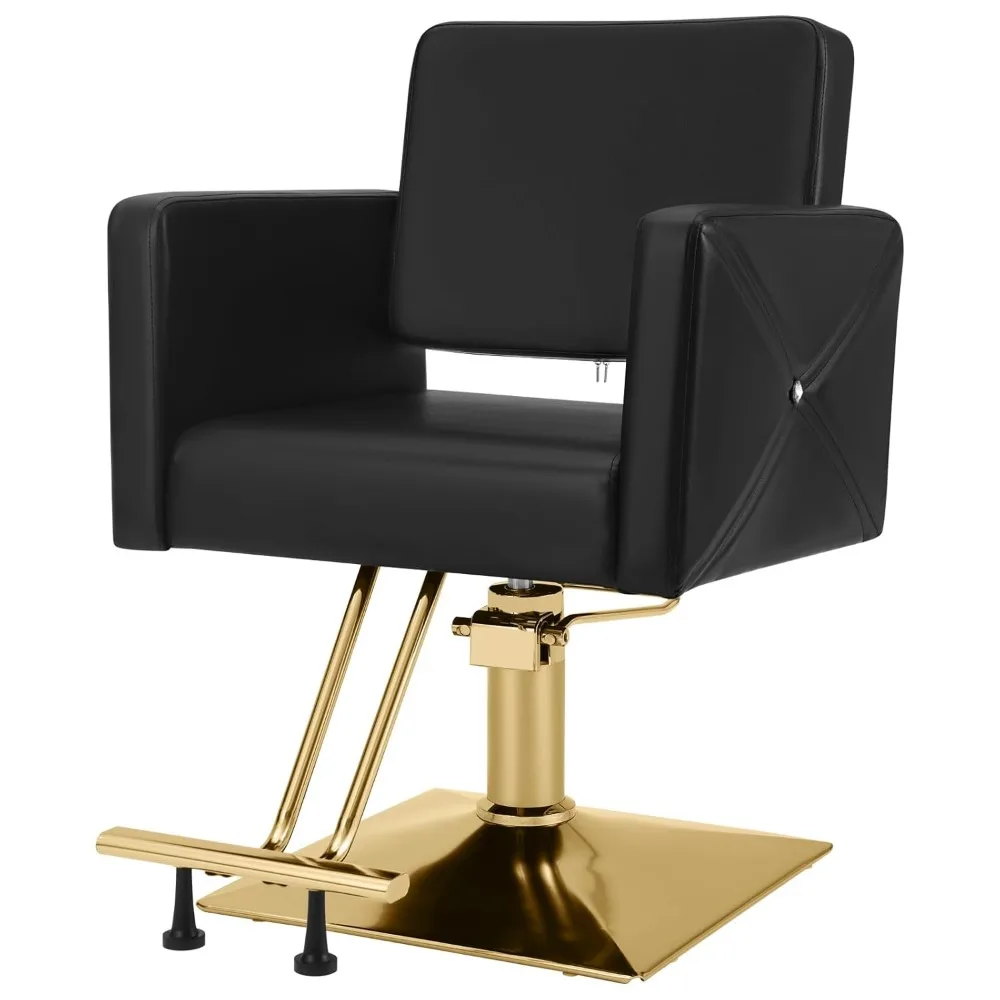

hand Hair Salon Chair Black and Gold, Hydraulic Styling Chair with Heavy Duty Pump, 360 Degree Swivel Barber Chair, Beaut