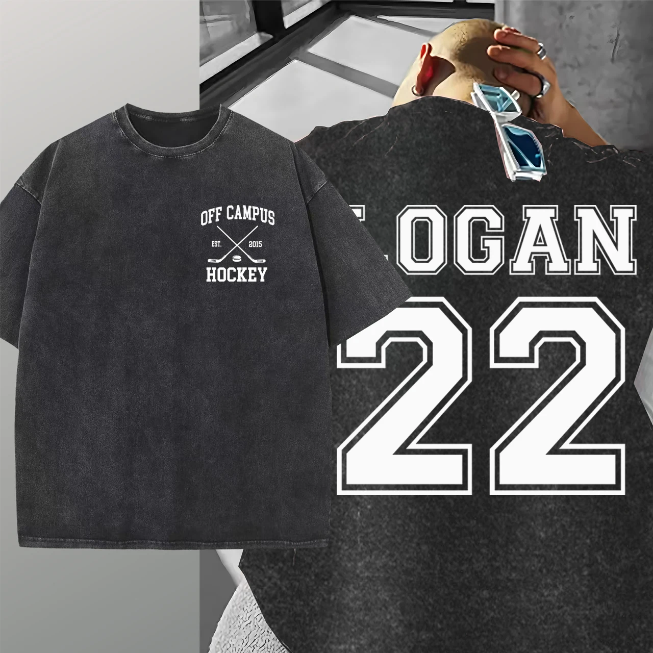 

Blair University Eagles Logan 22 Off-Campus T-Shirt Unisex Summer Washed Distressed Y2K Style Clothing Fashionable