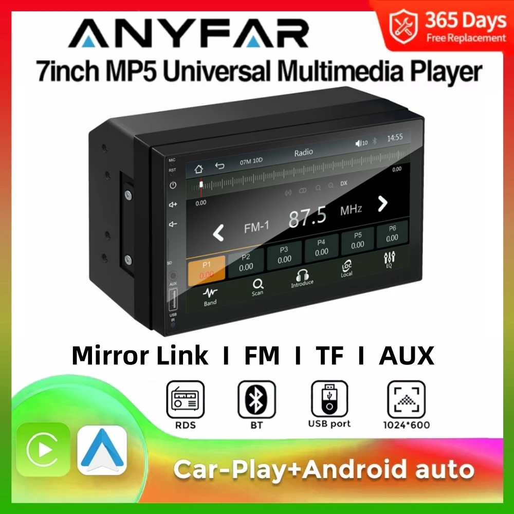 2Din 7 Inch HD Screen Full Touch Carplay Android Auto Car Raido Multimedia MP5 Player Stereo USB Bluetooth Universal Autoradio