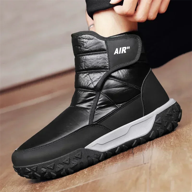 Hot Style Men\'s Snow Boots Winter Cotton Shoes for Men Warm Ankle Boot Trendy All-match Anti-slip Shoes Thick Plush Outdoor Boot