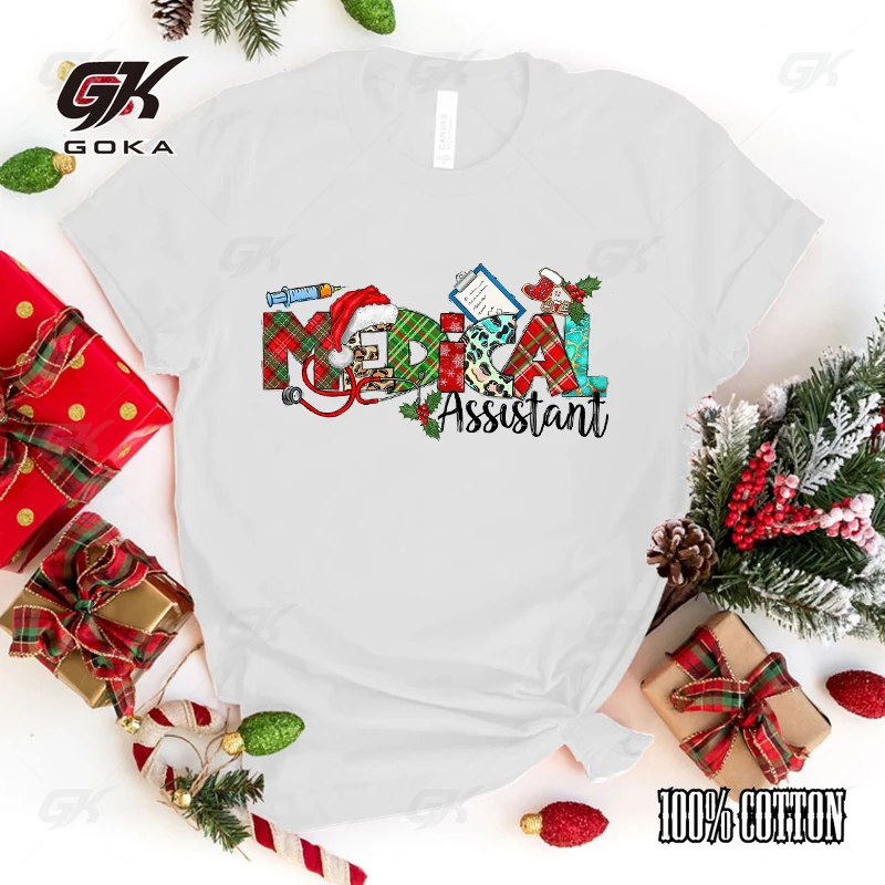 T-shirt imprimé graphique d'assistant médical de Noël, t-shirts d'été, t-shirt à manches courtes, personnalité de la mode, streetwear décontracté, Y-New