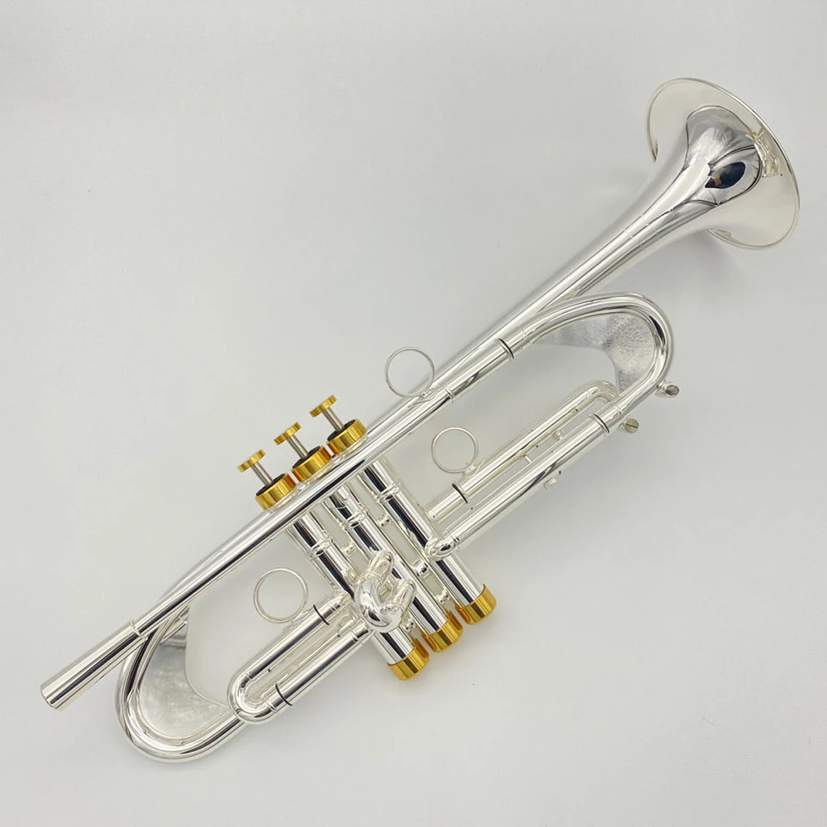 

B-flat professional trumpet brass silver-plated gold-plated buttons streamlined weighted three-tone trumpet instrument horn