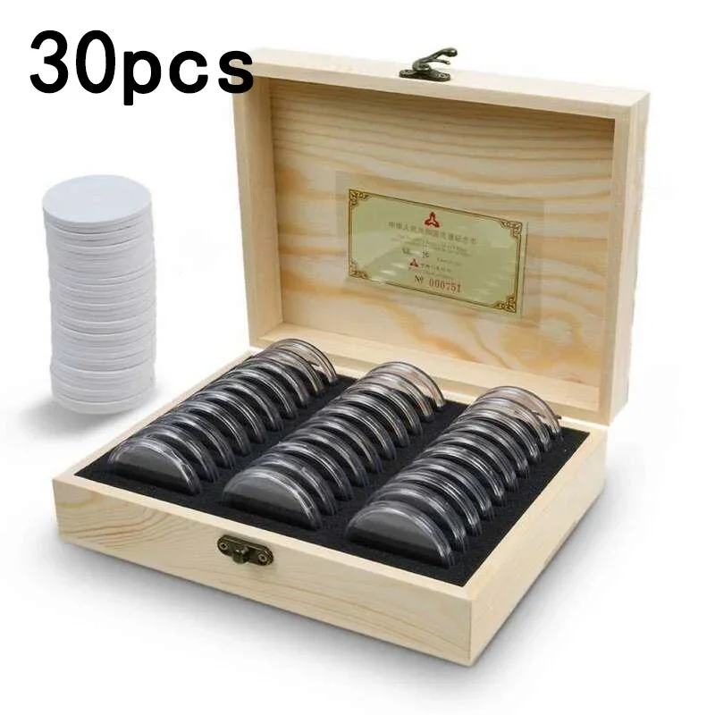 30pcs Commemorative Coin Cover Protector Storage Box Case For 20/25/30/35/40mm Commemorative Coin Cover Protector Storage