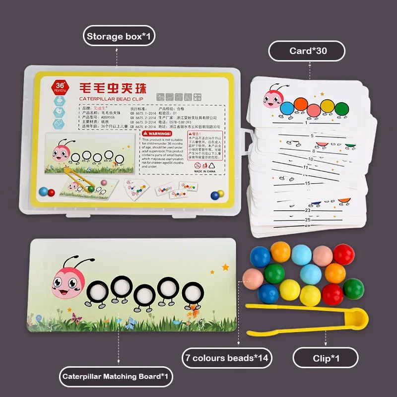 Jouets de perles à Clip, tri des couleurs, cadeaux éducatifs d'apprentissage préscolaire Montessori, motricité Fine pour enfants d'âge préscolaire