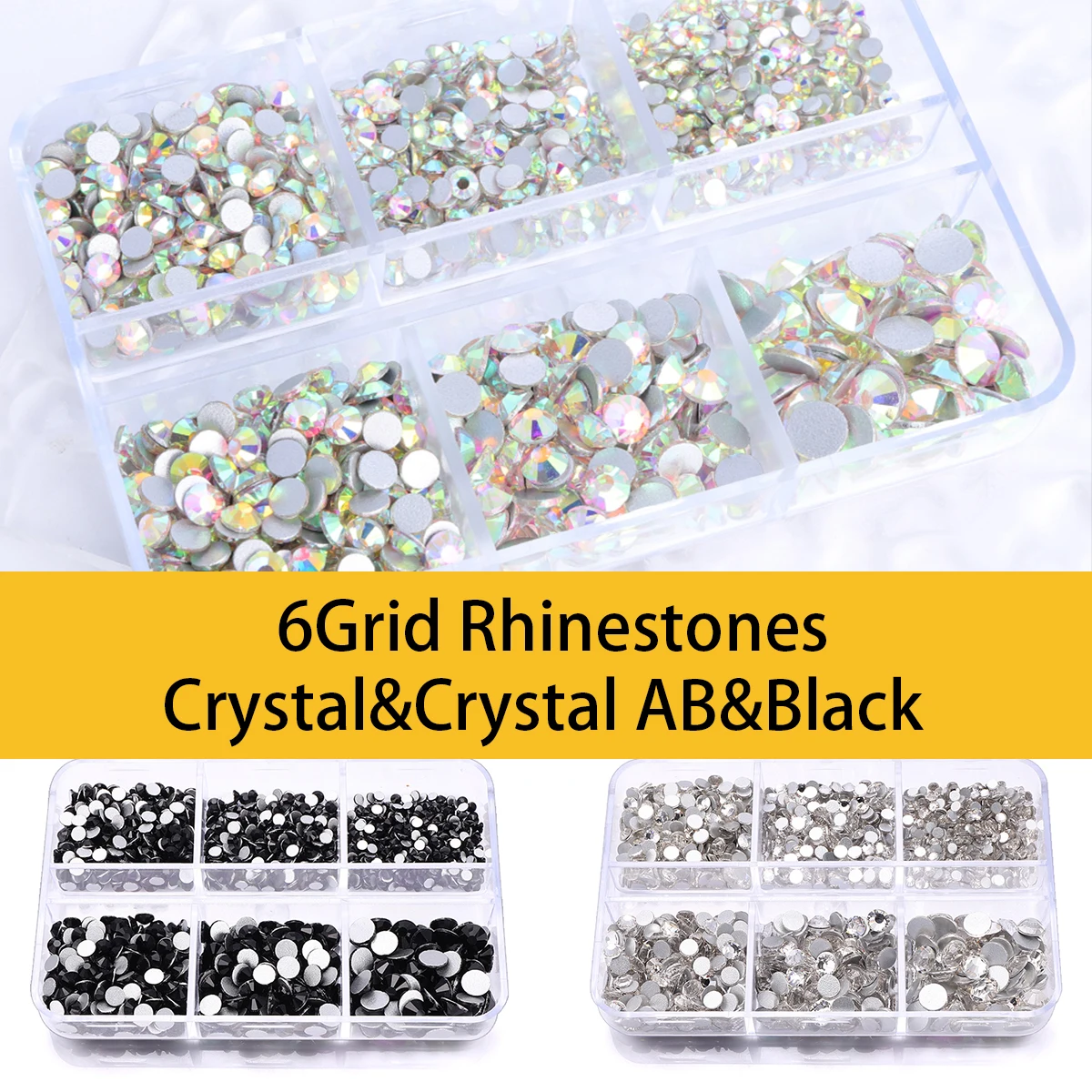 Hotsale 6 Boxed SS6-SS30 Crystal AB Mix Size Hotfix Rhinestones Flatback Crystal Strass for Nail Art DIY Accessaries