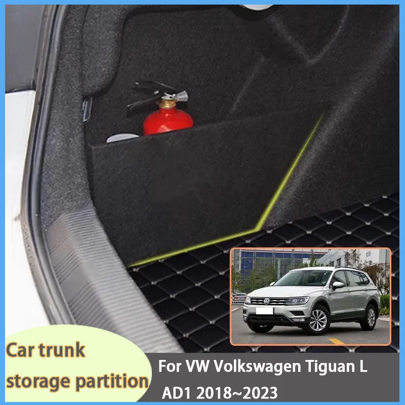 

For VW Volkswagen Tiguan L AD1 2018~2023 Car Organizer Trunk Side Partition Trunk Interior Storage Box Parts