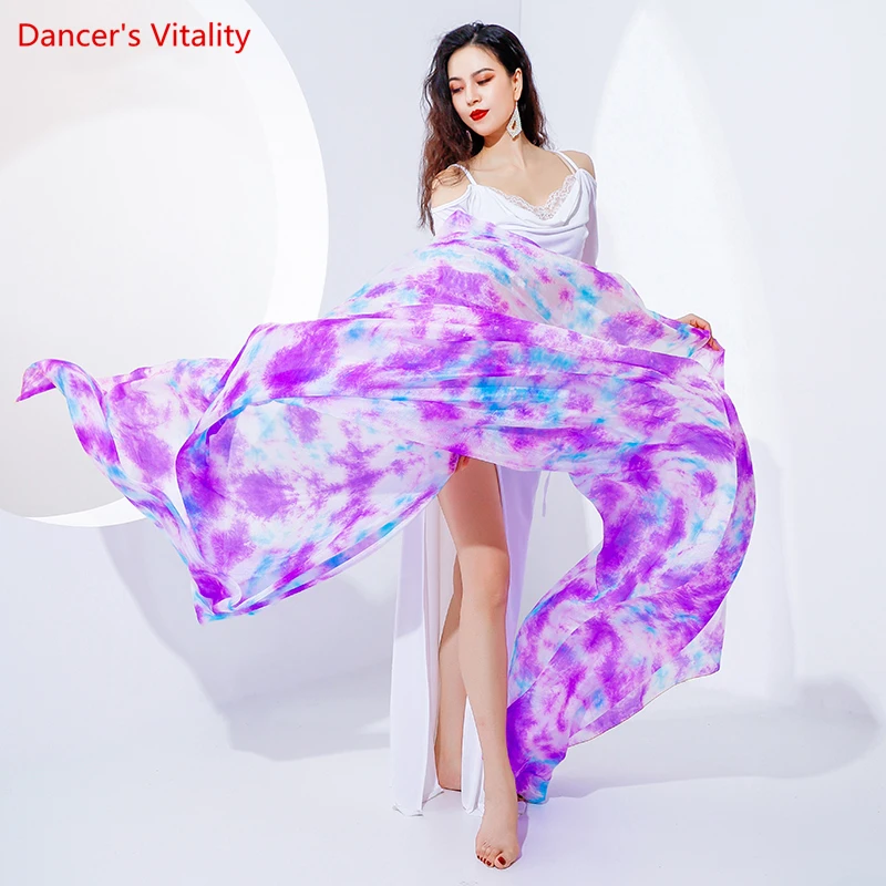 Belly Dance Accessory Opening Dance Mejance Scarf Tie Dyeing Hand Yarn 260 * 114 Mulberry Silk Throwing Yarn Belly Dance Veil