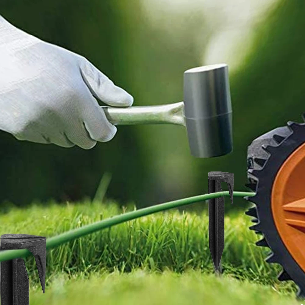 Imagem -05 - Gramado Mower Boundary Cabos Spikes Chão Âncora de Plástico Jardim Pinos de Fixação de Solo Colocando Spikes 100 Pcs