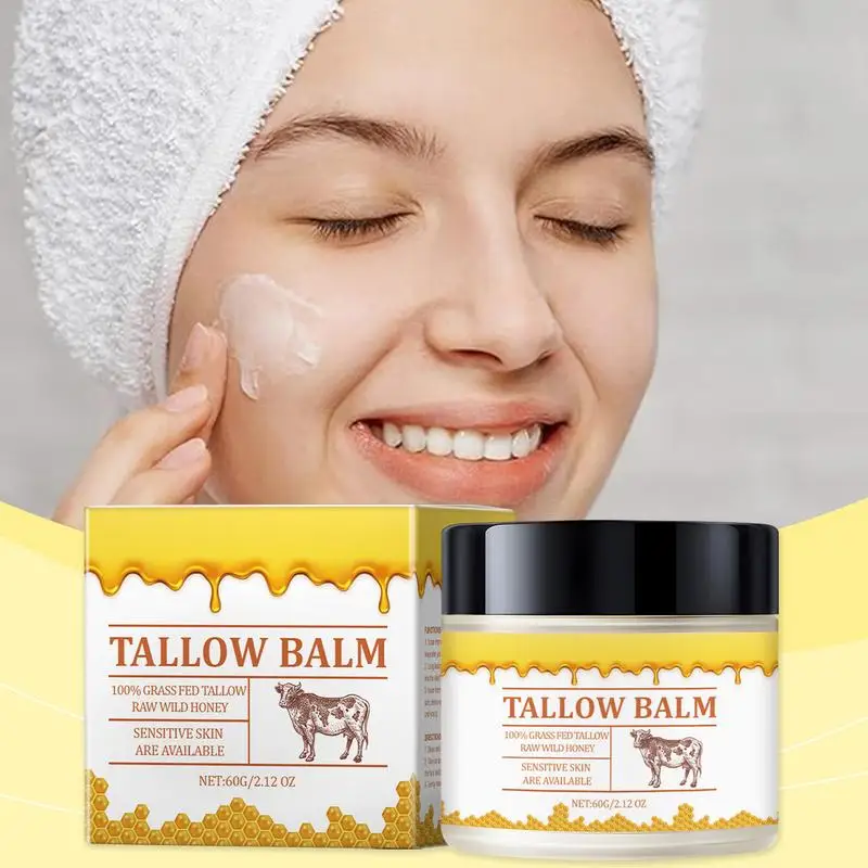 60g Tallow Paste Skin Care Tallow Balm Beef Neck Balm Grass Fed Tallow Wild Honey Face Body Whipped Moisturizer For All Skin