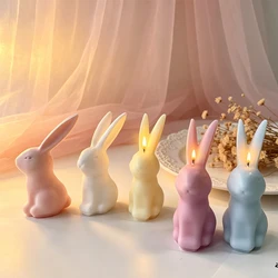 Easter Bunny Resin Plaster Ornament Mold Handmade Soap Candle Making Supplies DIY Long Ear Rabbit Aroma Candle Silicone Mold
