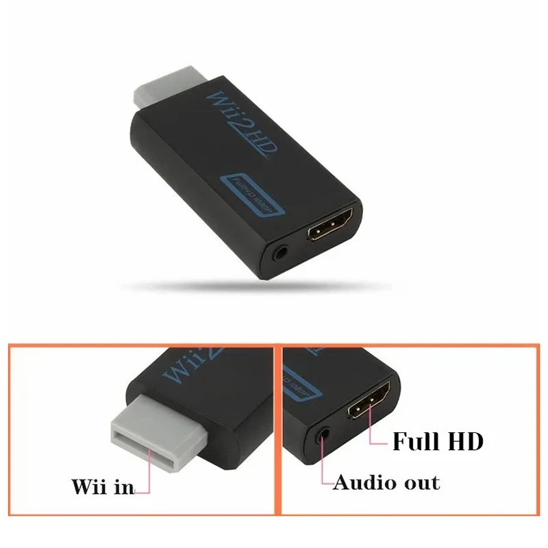 Full HD 1080P Wii To HDMI-compatible Converter Adapter Wii2HDMI Compatible Converter 3.5mm Audio for TV PC HDTV Monitor Display