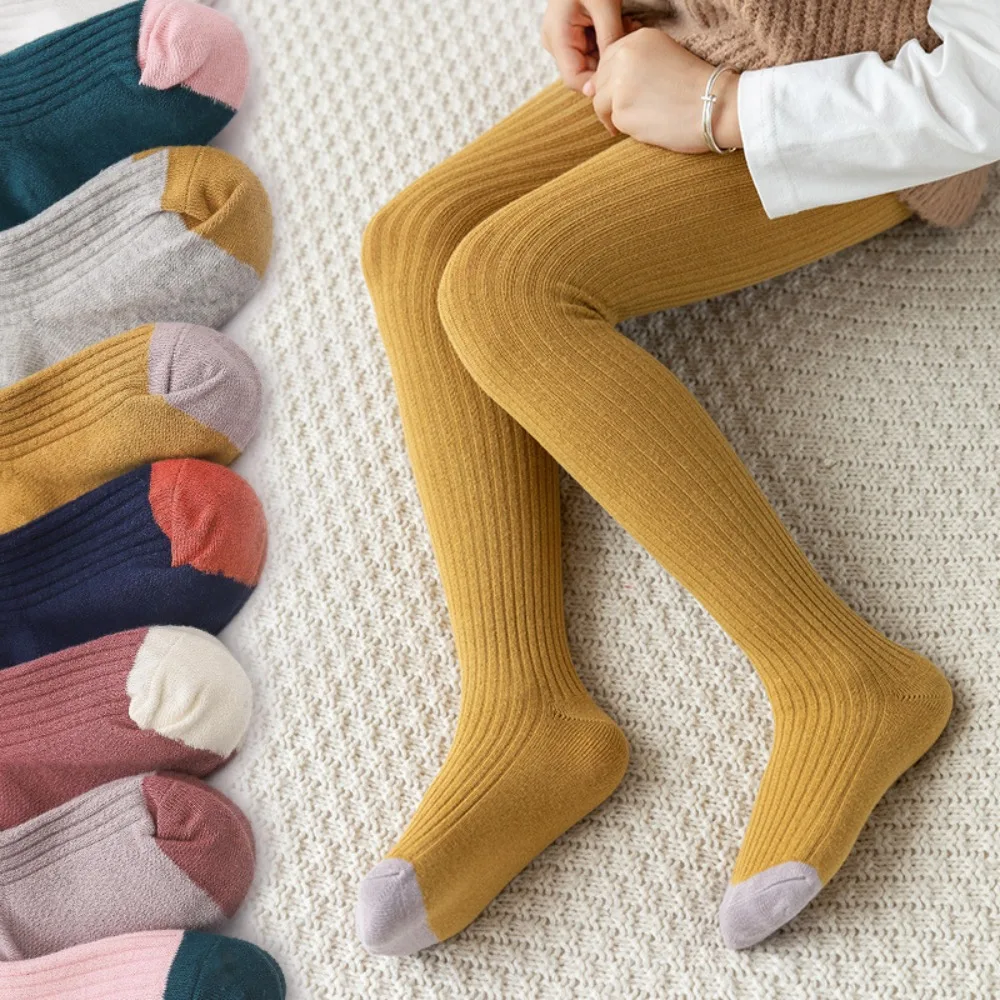 For 4-8years Old Cotton Warm Winter Candy Color Child Pantyhose Girl Knitted Tights Baby Stockings