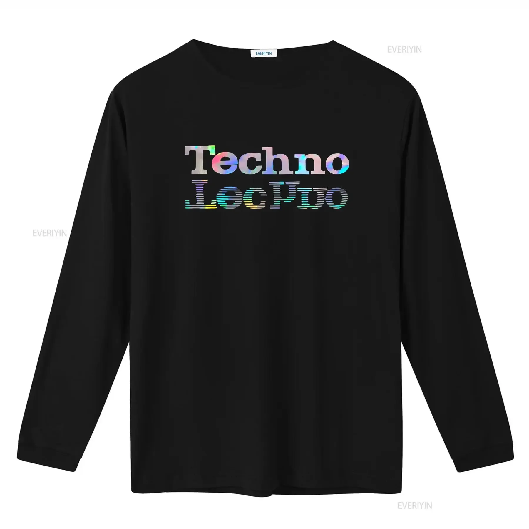 Techno Holographic Logo T Shirt Perfect for DJs with Technics Denon Turntables vintage Washed designer clothes Stylish