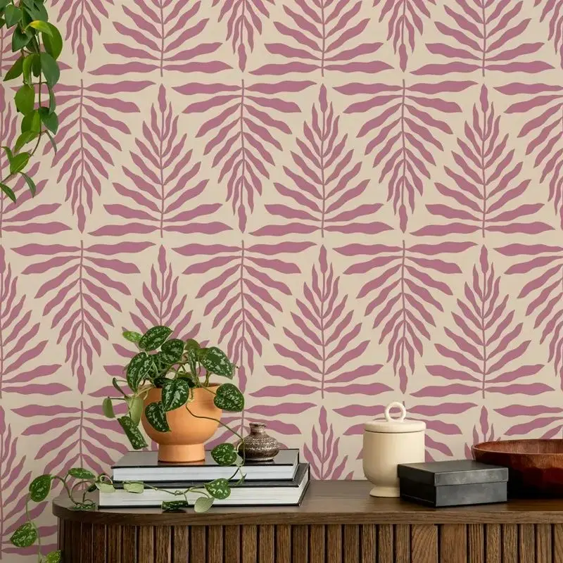 Retro Purple Floral Wallpaper,Geometric Peel and Stick Wallpaper, Purple Color  Wall Mural,Self-adhesive / Non woven