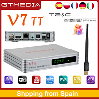 GTMEDIA V7 TT Satellite Receiver DVB-T/T2/-C 1080P FHD H.265 HEVC 10Bit with a USB WIFI PVR Ready multi PLP Support CCAM/Newcam