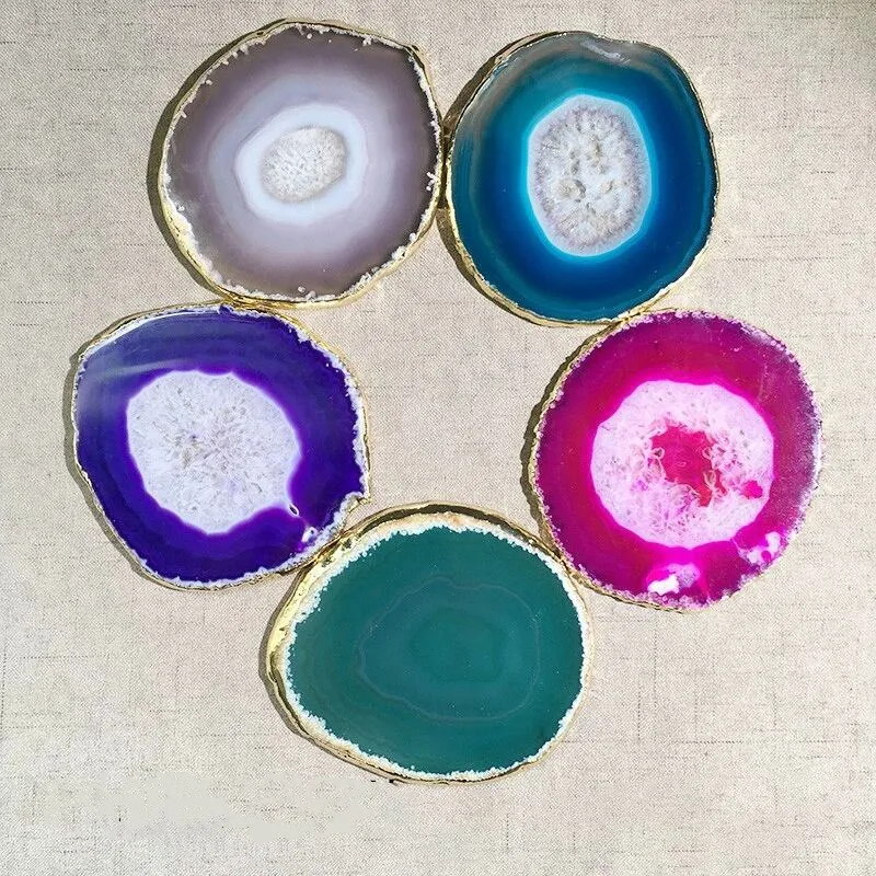 Natural Genuine Geode Agate Irregular Oval Jewelry Display Stand Cup Mat Unpolished Reiki Healing Crystal Storage Mat DY-68