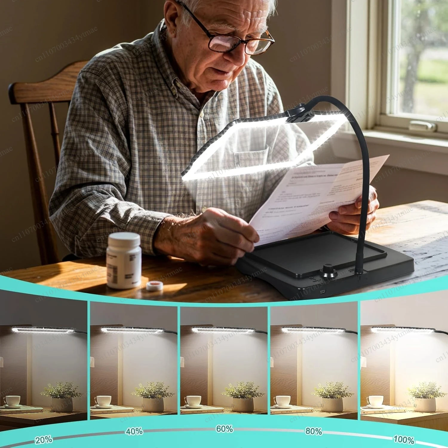 3X Desktop LED Magnifier 48 LED Lights USB Rechargeable Removable Stand Magnifying Glass for Reading Craft Watch Repair