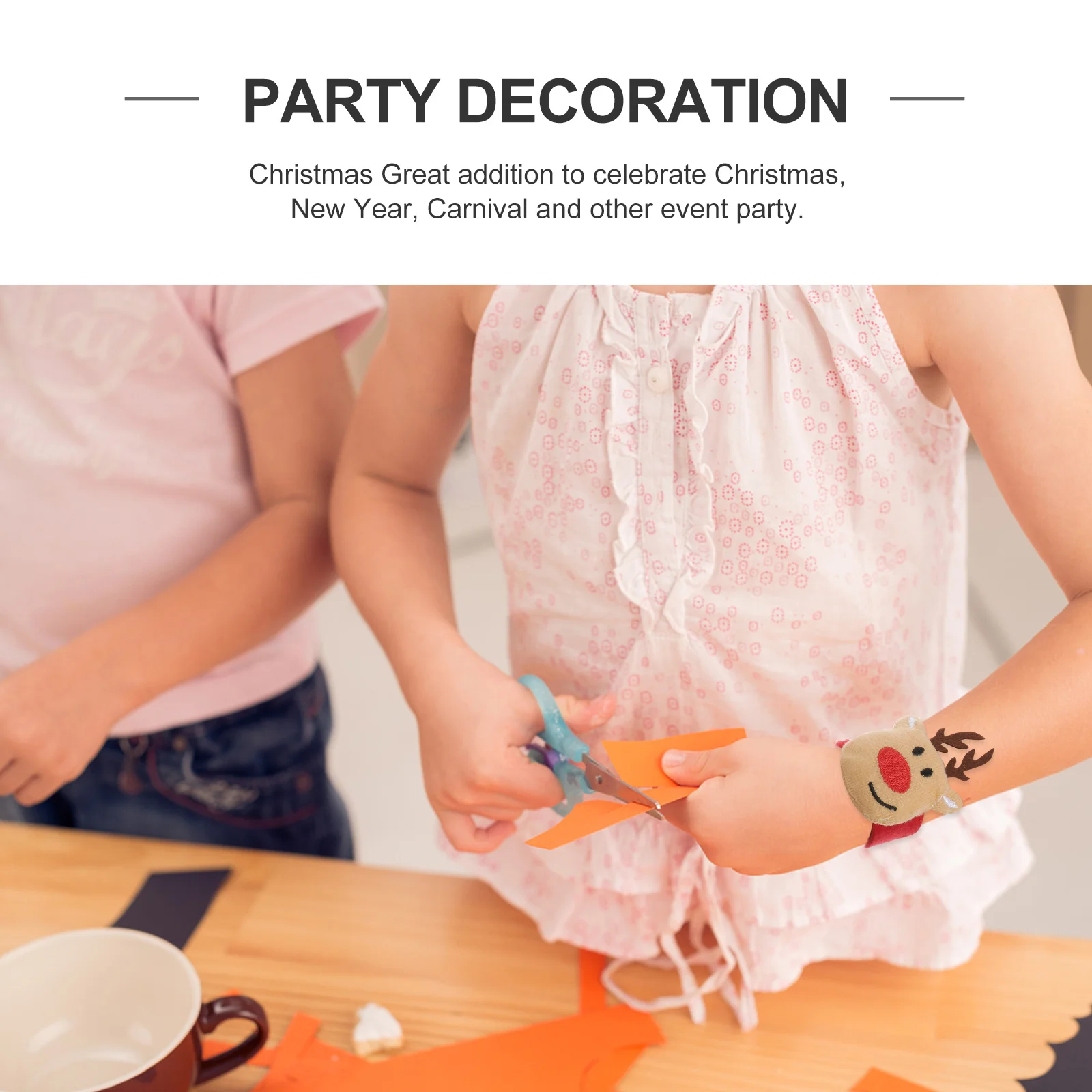 

Christmas Snap Bracelet for Kids Elk Design Slap Wristband Party Favor Gift Cartoon Hand Band Holiday Accessory