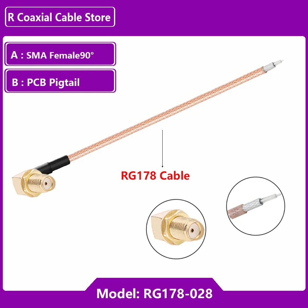 1 قطعة PCB ضفيرة إلى RP SMA ذكر SMA أنثى مستقيم 90 درجة محول RF محوري RG178 كابل ضفيرة واي فاي هوائي تمديد