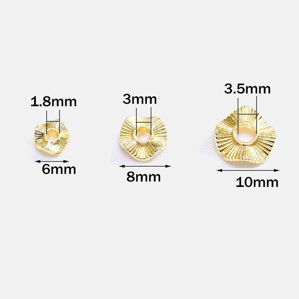 20 قطعة 18 كيلو مطلية بالذهب النحاس خزر عازل شقة مستديرة فضفاض متموجة القرص الخرز ل أساور يدوية القلائد أقراط صنع المجوهرات