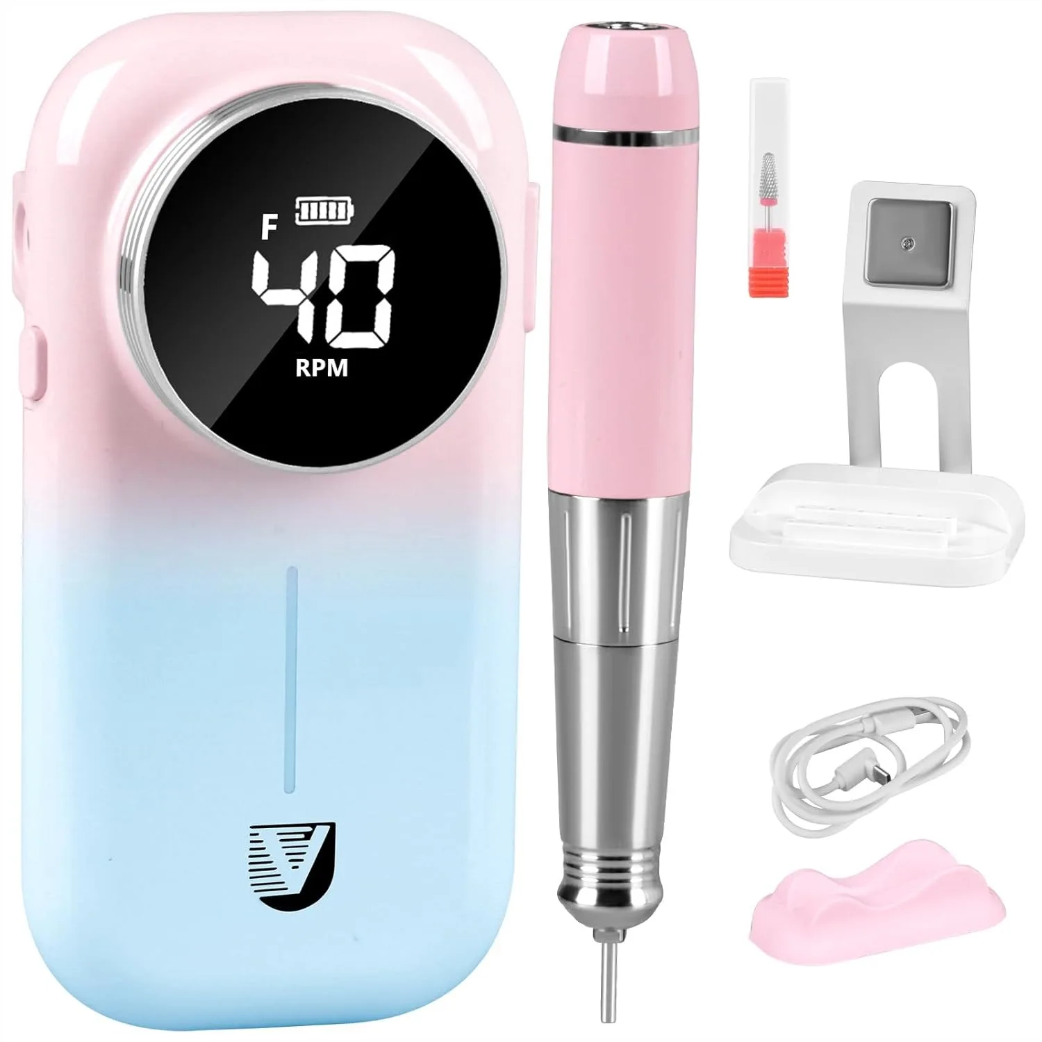 

Electric Nail Drill with Magnetic Base, 40000RPM Professional Nail File Kit for Thick Toenails & Callus Removal – Cordless,