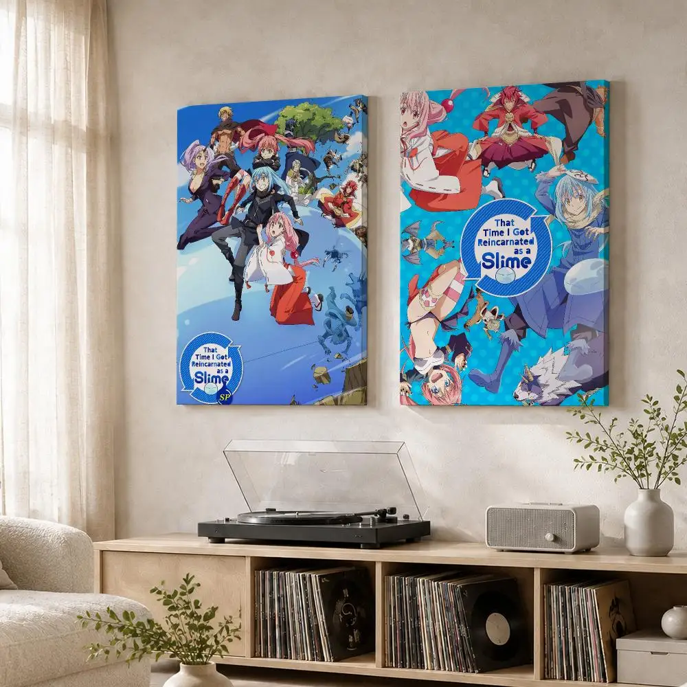 Time I Got Reincarnated Slime Framed Wall Painting Wood Canvas Poster For Living Room Bedroom Hallway Office Home Decor Gift