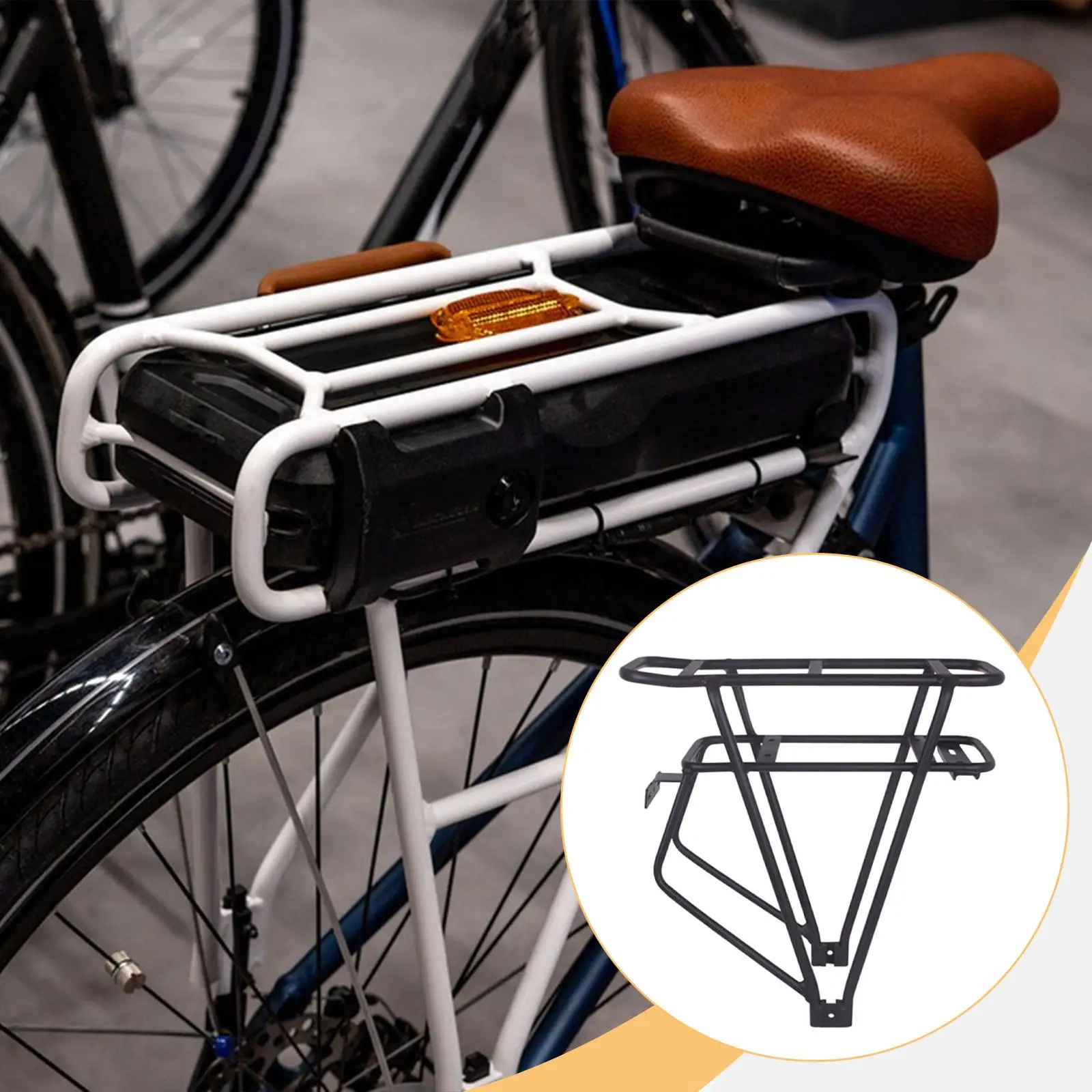 

Reliable E Bike Rear Rack with Battery Holder Double Layer Cargo Carrier for Mountain Bicycle Accessories
