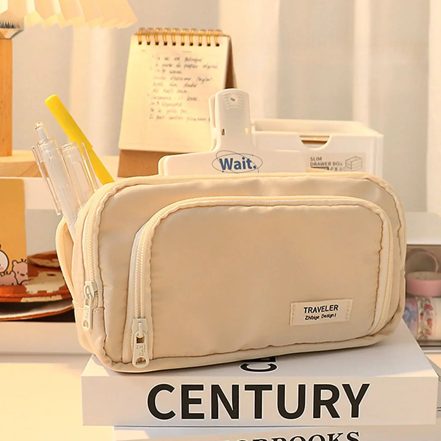 Front Opening Large Capacity Multi-layer Zipper Student Pencil Case Stationery Storage Box Beautiful and Generous