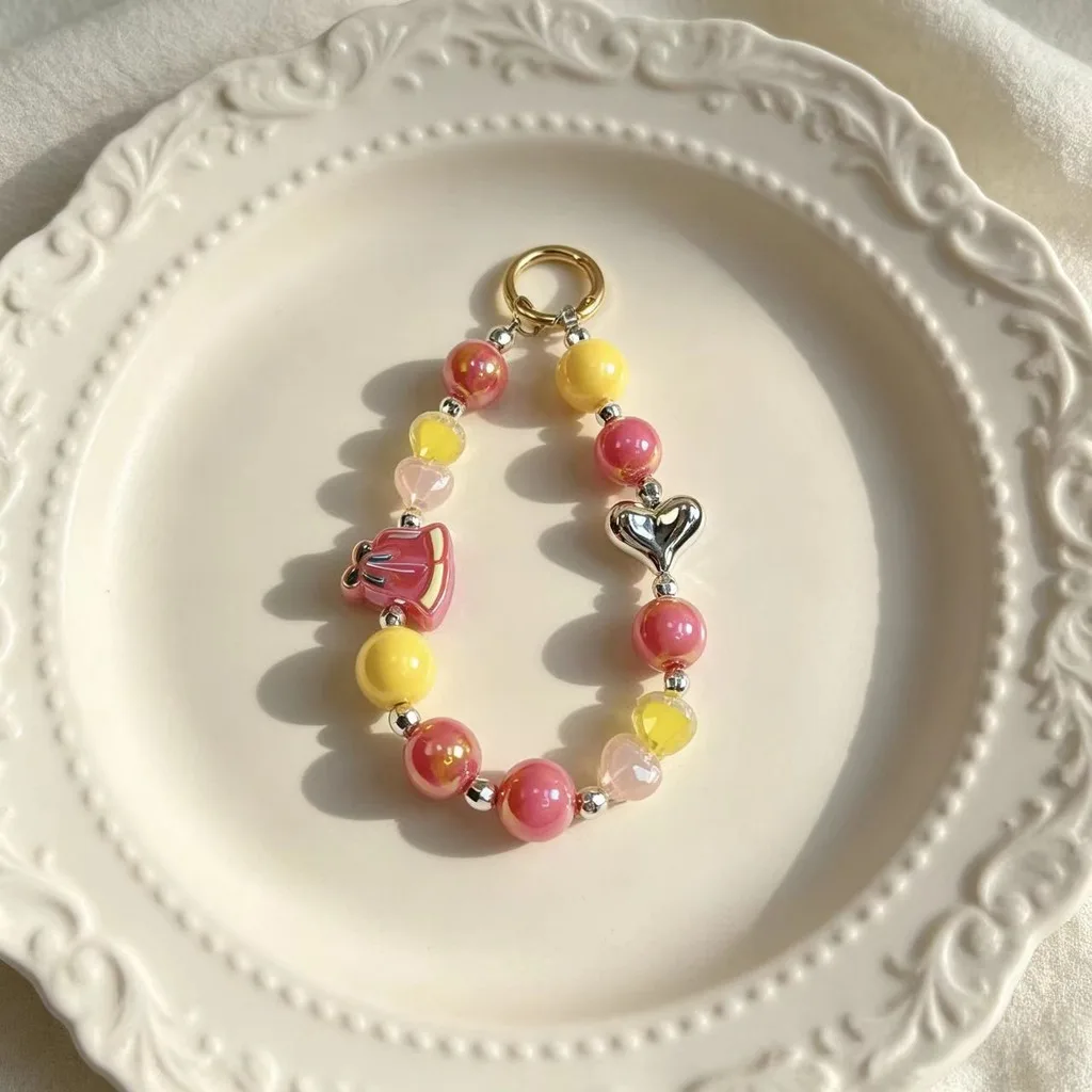 Key Pendant Color-Block Bag Charm Acrylic Beaded Charm Beaded Purse Charm For Keys Mobile Phones Holiday Gifting