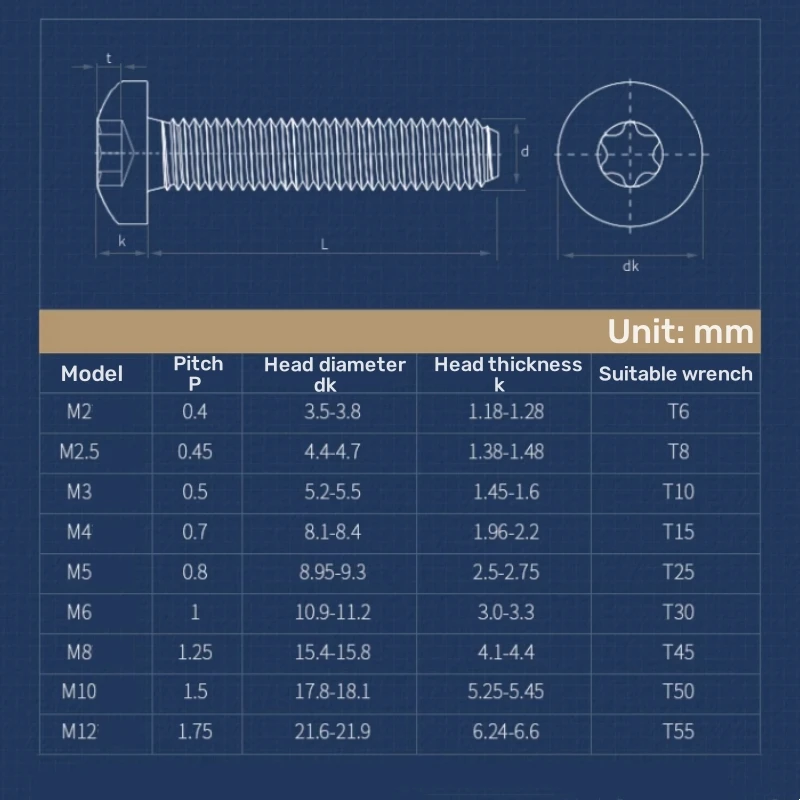 2~20pcs M5 M6 M8M10 304 stainless steel Six Lobe Torx Button Pan Round Head with Pin Tamper Proof Anti Theft Security Bolt Screw