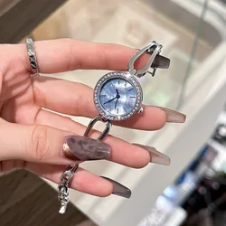 Simple Quartz Watch Elegant Rhinestone Frame Fashionable and Niche Design Silver Bracelet Watch Waterproof Watch for Women