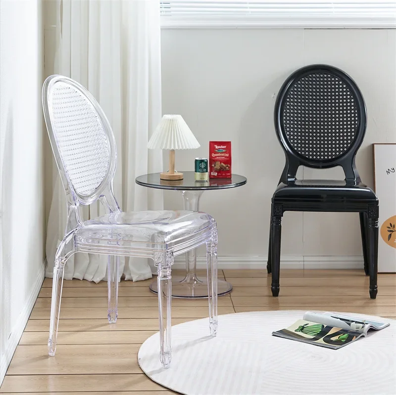 Nordic style transparent ghost chair, black and white hollow design material texture transparent crystal translucent