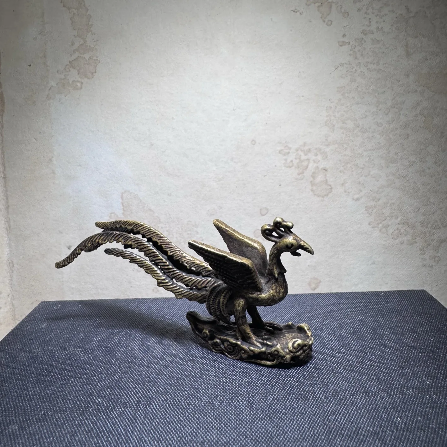 Phoenix Brass Figurine Elegant Brass Home Decor for Living Room Tea Table Ornament Keychain Bag Pendant Charm Small Brass Statue