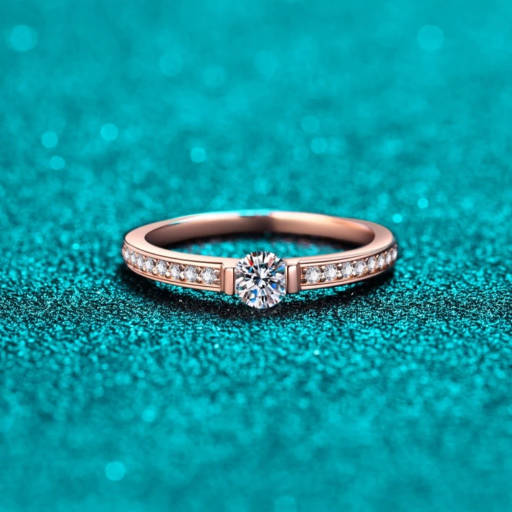 NKHOG 4mm Real Moissanite Rings For Women Men 925 Sterling Silver Engagement Wedding Diamond Band Gifts 18K Plated Fine Jewelry
