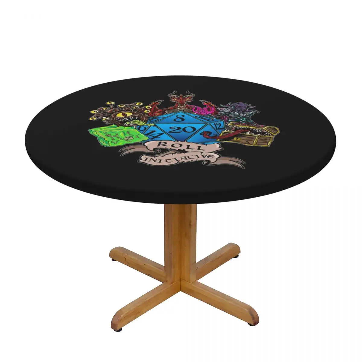 Roll Initiative Dungeon And Dragon Waterproof Round Tablecloth Oilproof Table Cloth for Kitchen Events Dining Table Cover