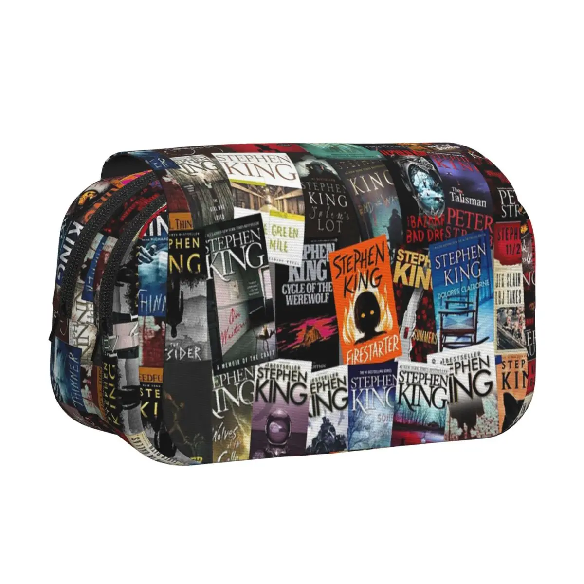 Stephen King Book Covers Horror Bookworm Pencil Cases Pen Holder Hard Shell Leather Big Capacity Pen Box Pencil Bag for Student
