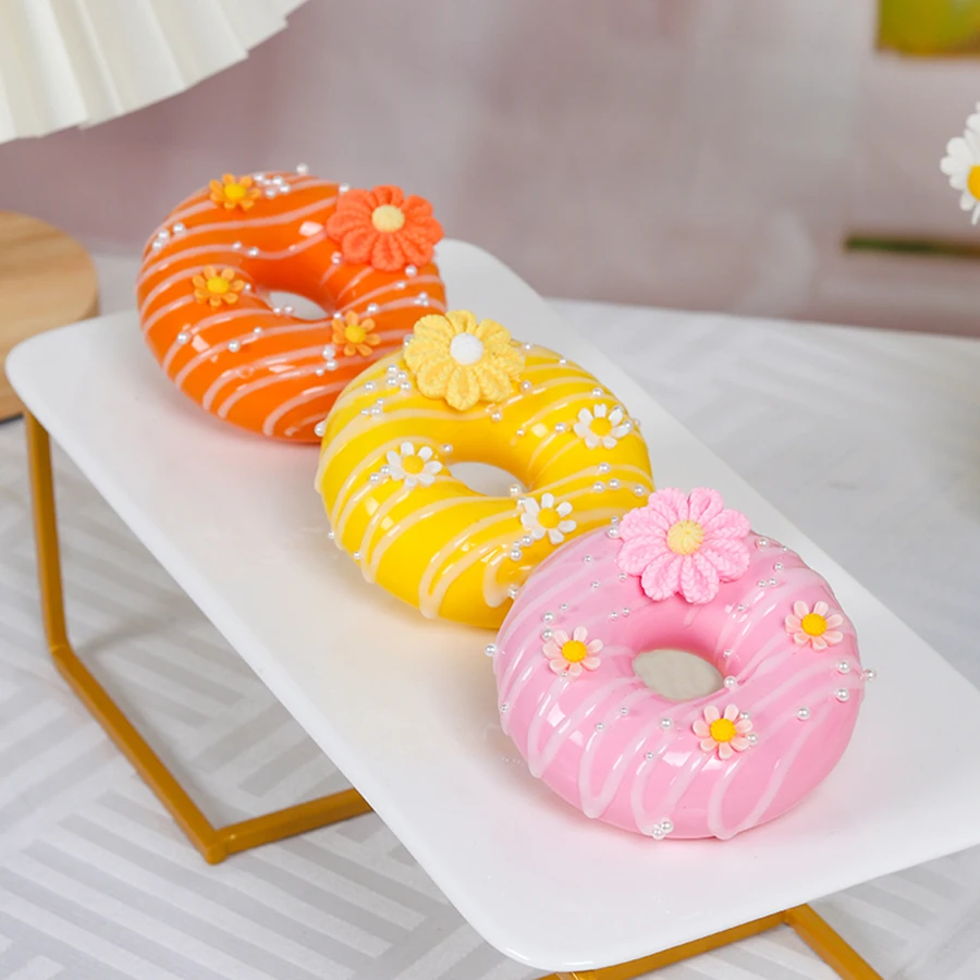 4PCS/Set Flower Doughnut Dessert Wedding Party Decoration Cake Decoration Photography Professional Simulation Cake Model CK1003
