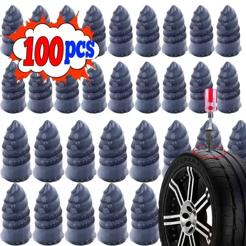 10-100 peças Parafusos de Reparo de Pneu a Vácuo, Kit de Reparo de Pneus Sem Câmara para Motocicletas, com Patches