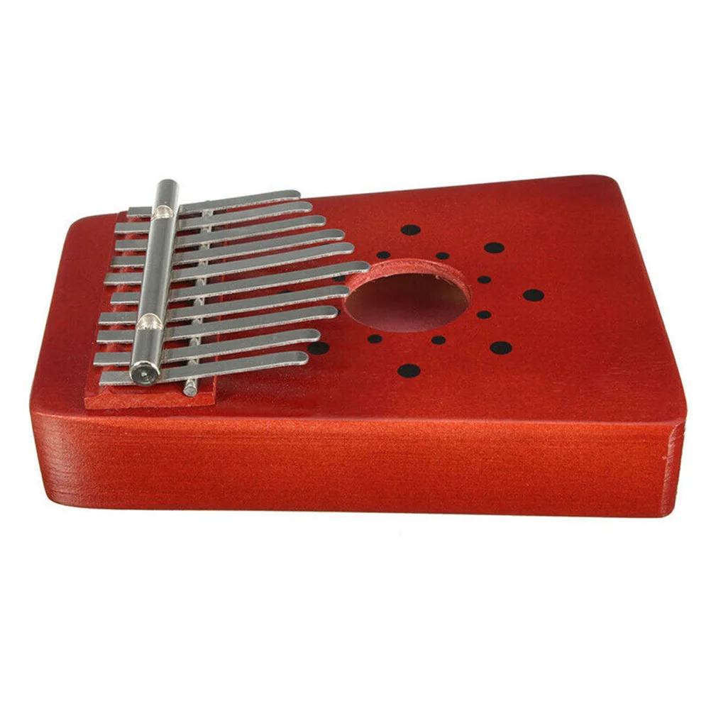 

10 Keys Kalimba Thumb Piano Finger Instrument Portable Wooden Musical Gift for Musicians Smooth Curve Design Red