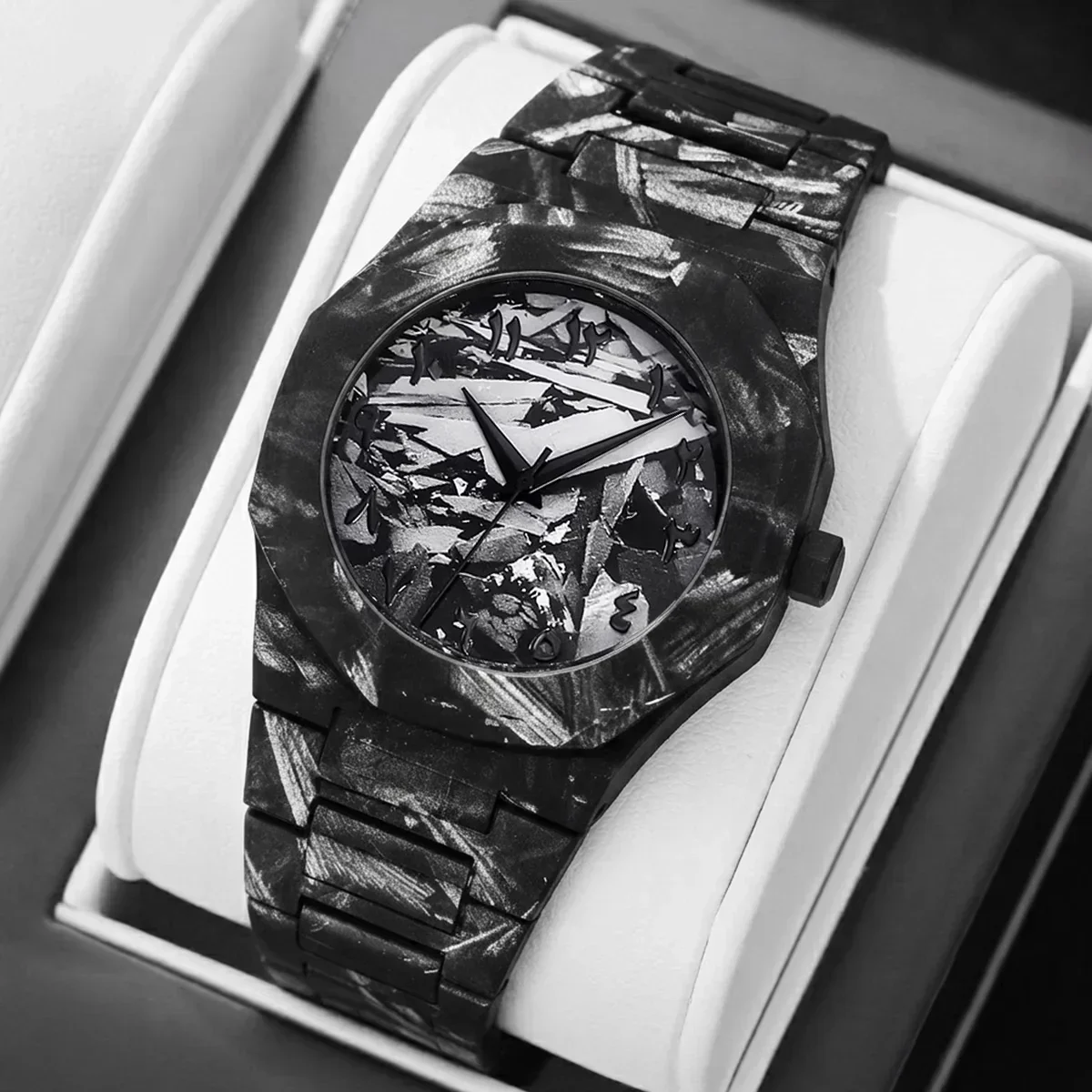 Men's Elegant Casual Watch, Unique Rectangular Dial Design Quartz Watch