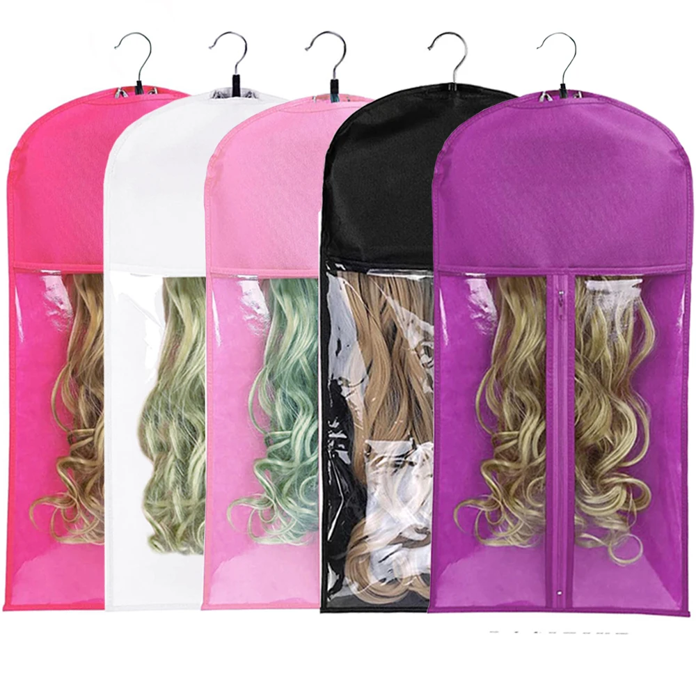 

Wig Bags Storage With Hanger- 1set Hair Extensions Storage Bag Hair Hangers For Extensions Hairpieces Storage Holder