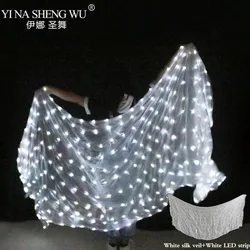 Belly Dance LED Silk Veil 100% Silk 4 Colors LEDBelly Dance Stage Performance Props Belly Dance Accessories LED Veils 4Sizes 1Pc