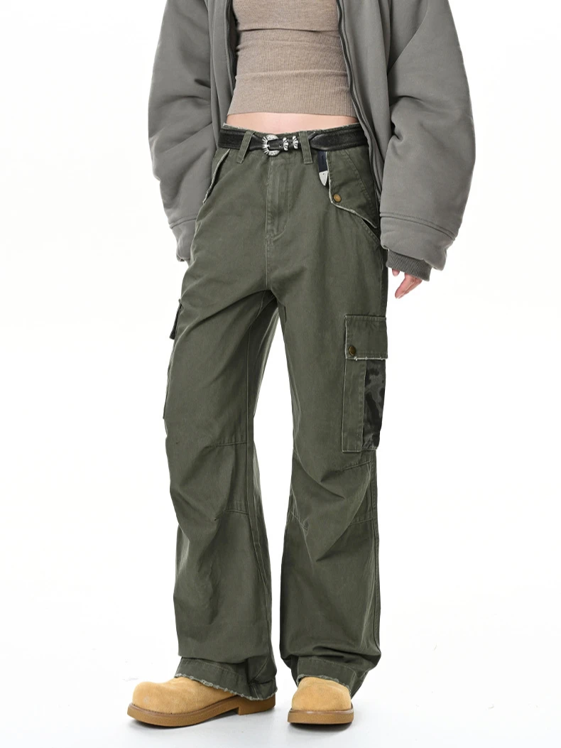 MADE EXTREME Vintage Street Wear Camouflage Pocket Ripped Cargo Pants